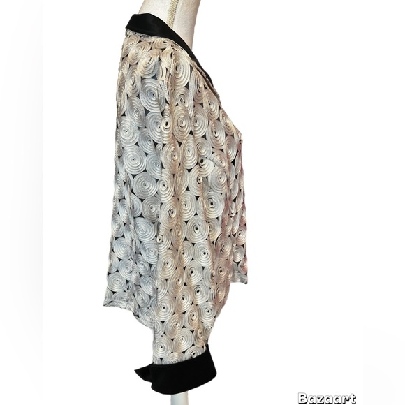 D&Y NWT Evening Jacket Black White Spiral Design Long Sleeve Size 1X - Picture 2 of 5
